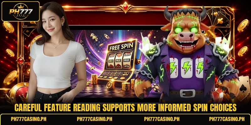 Careful feature reading supports more informed spin choices Careful feature reading supports more informed spin choices