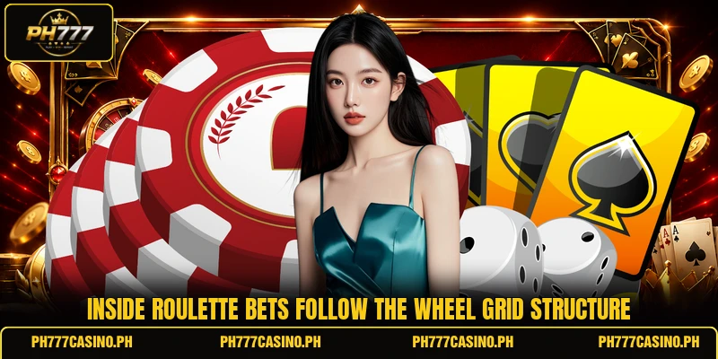 Inside roulette bets follow the wheel grid structure Inside roulette bets follow the wheel grid structure