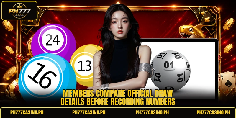 Members compare official draw details before recording numbers Members compare official draw details before recording numbers