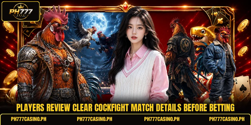 Players review clear cockfight match details before betting Players review clear cockfight match details before betting