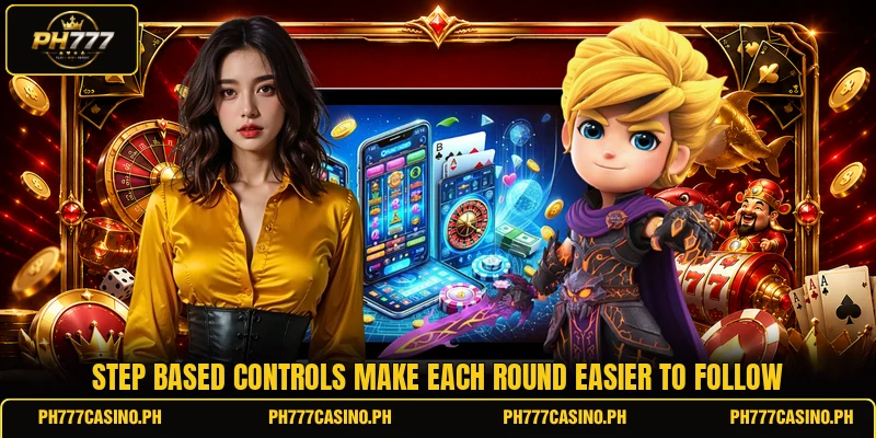 Step based controls make each round easier to follow Step based controls make each round easier to follow
